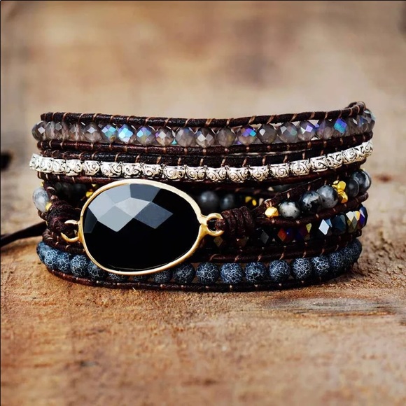 “The Midnight“ Natural Stone Wrap Bracelet - Picture 2 of 4